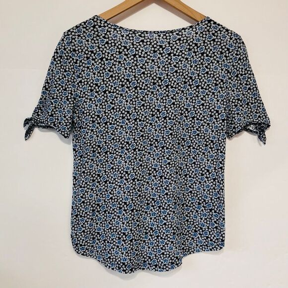 LOFT Outlet Blue Floral Short Sleeve Top   Size S - Picture 2 of 5